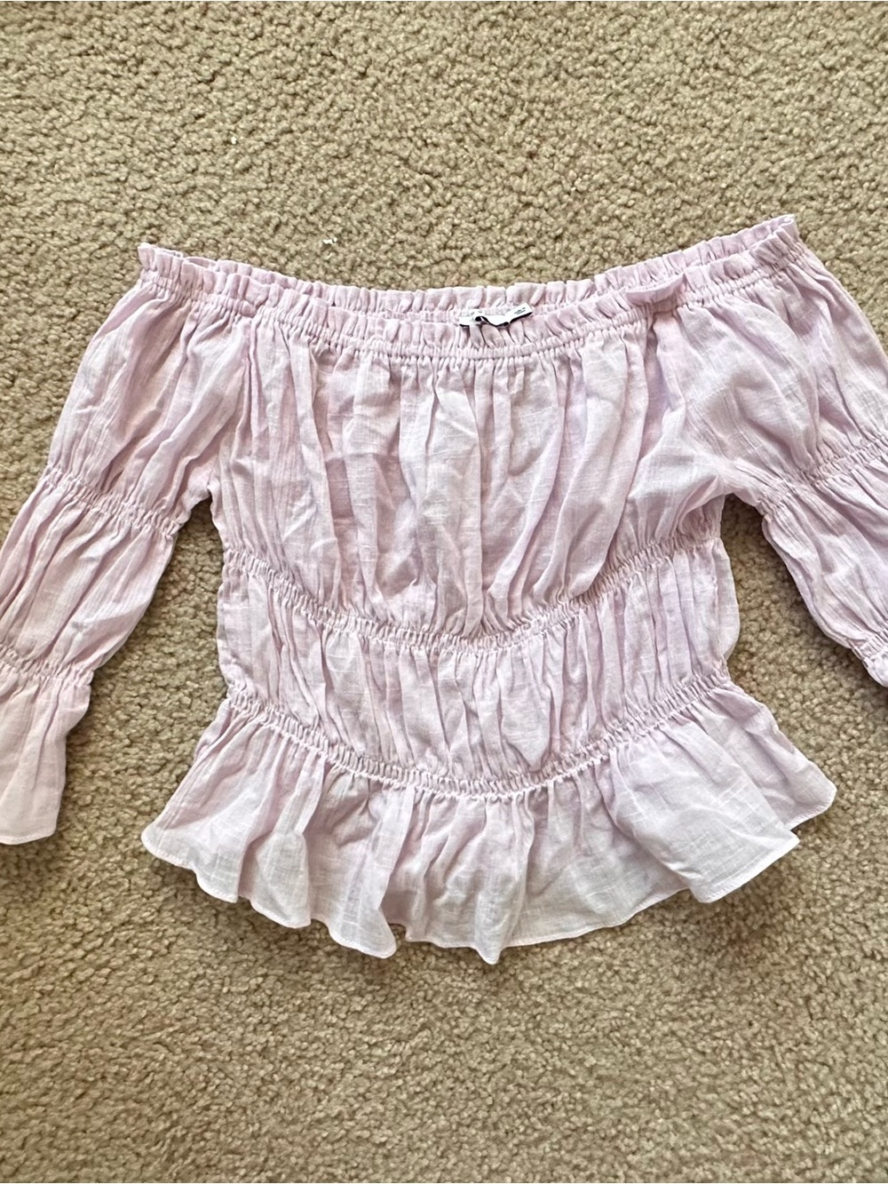 Lilac Off-Shoulder Peplum Top